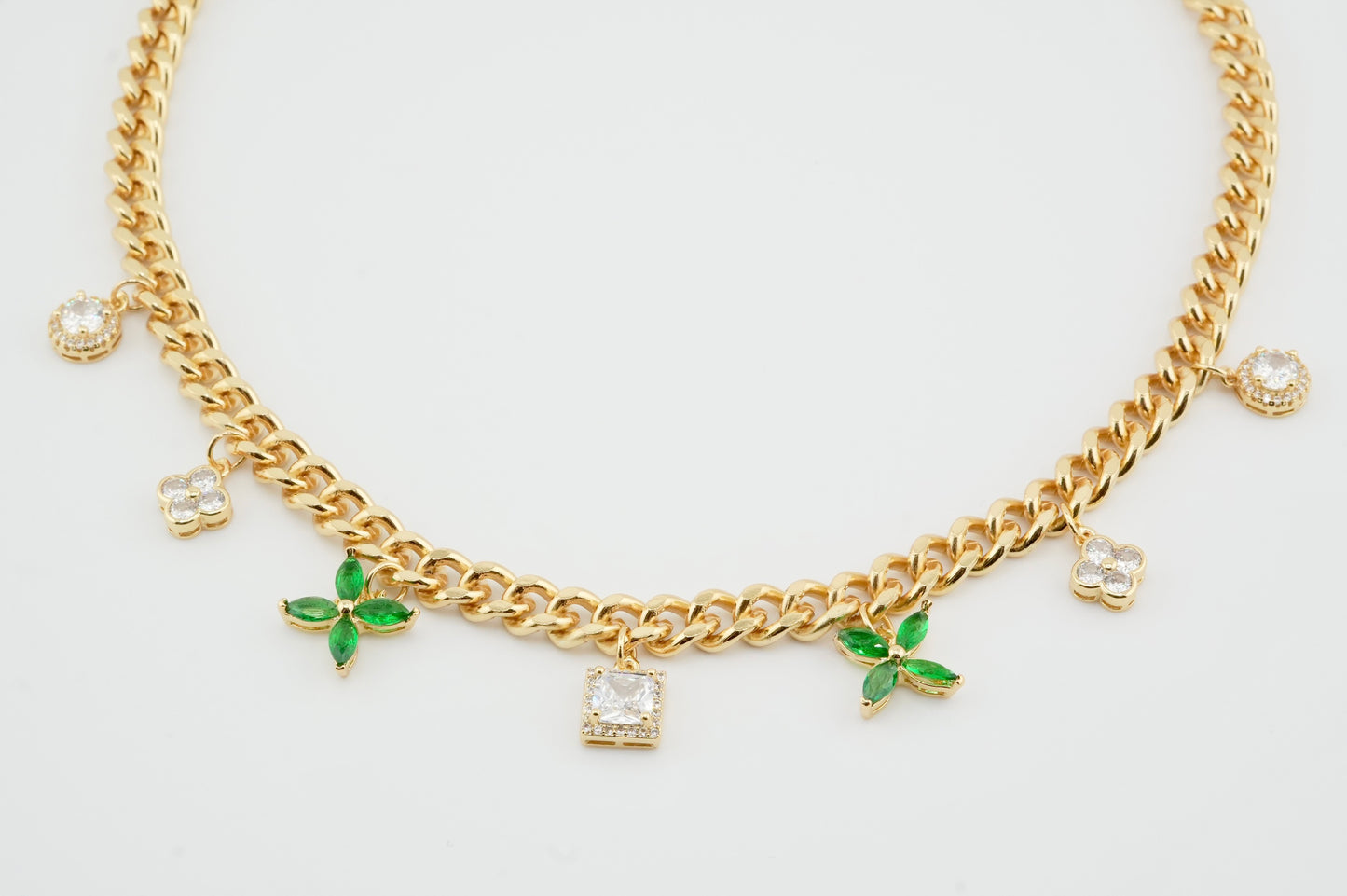 Emerald Charm Chain Necklace