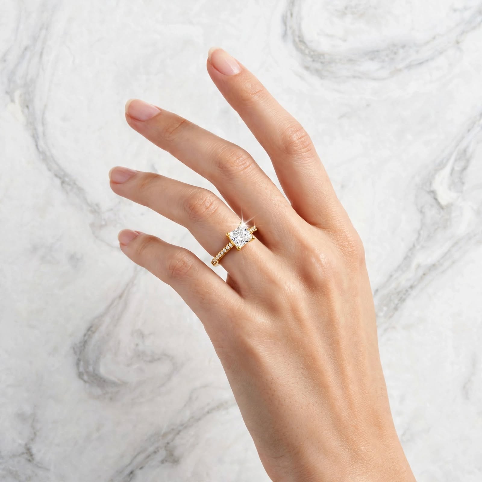 Princess-Cut Crystal Ring