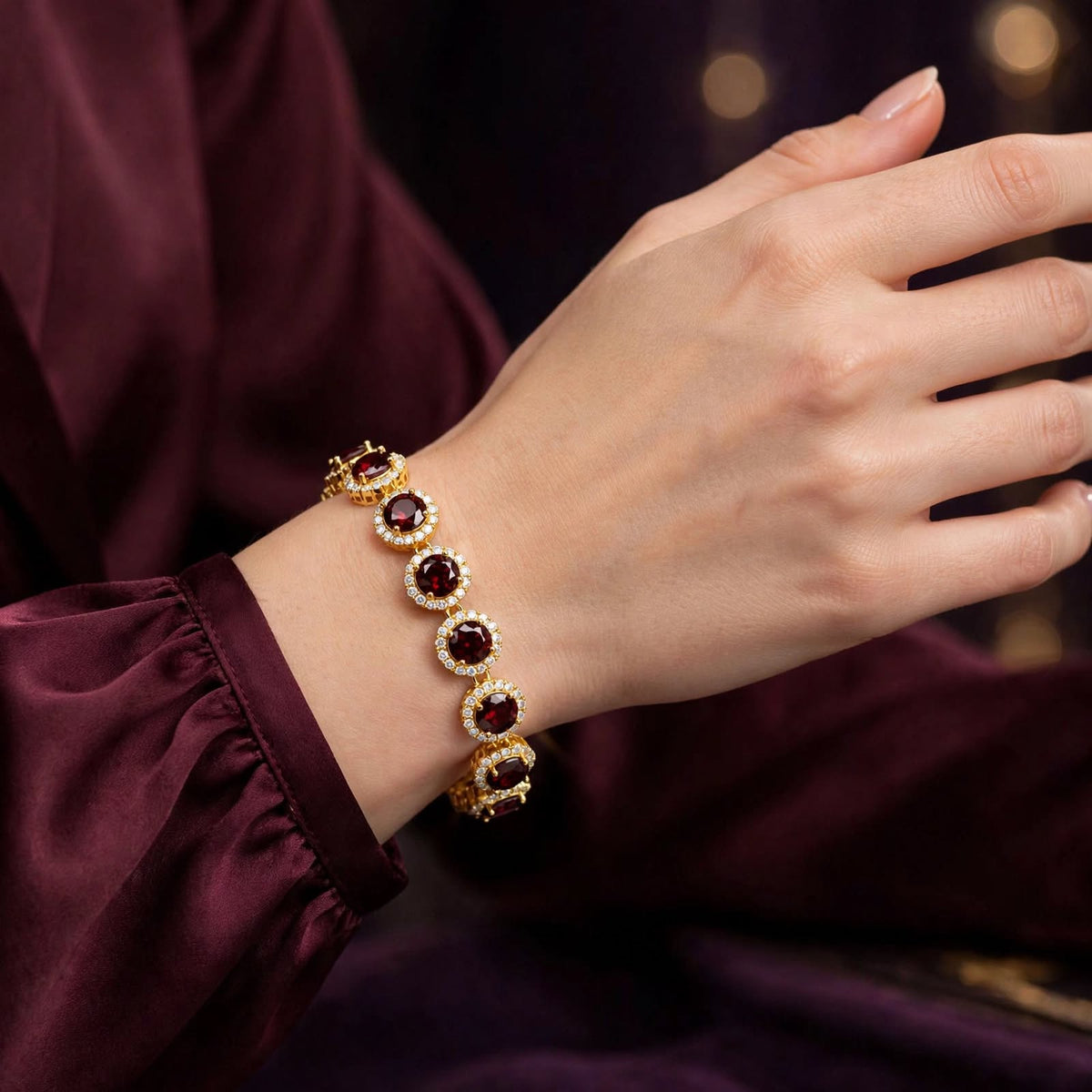 Valencia Ruby Halo Bracelet