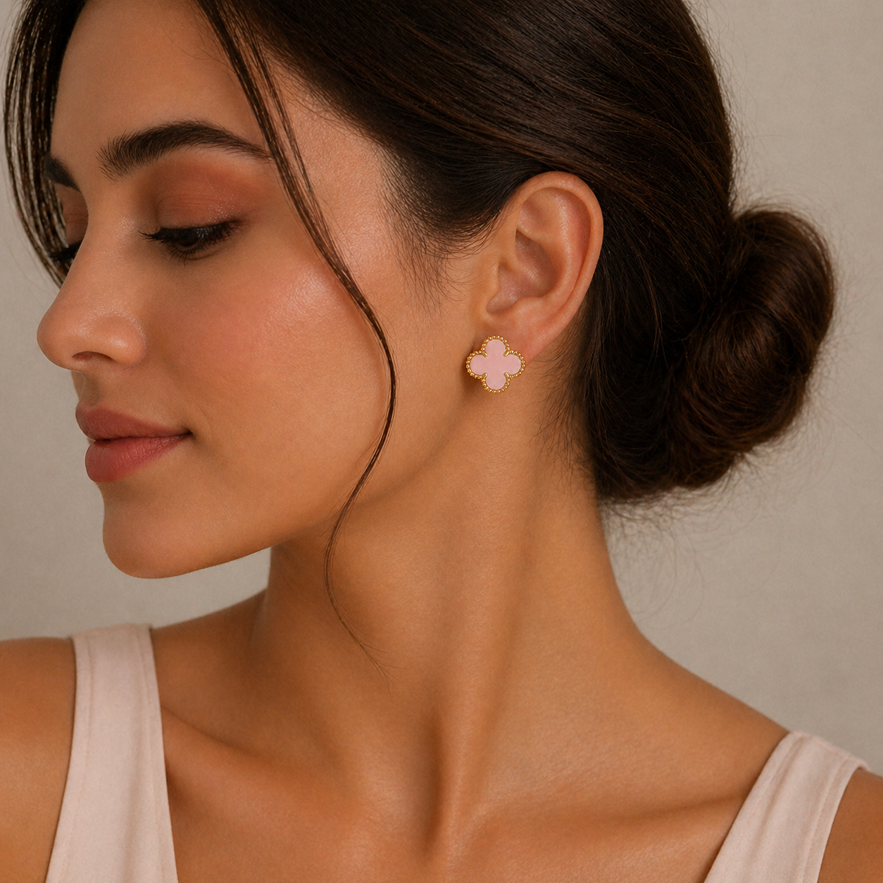 Pink Clover Studs