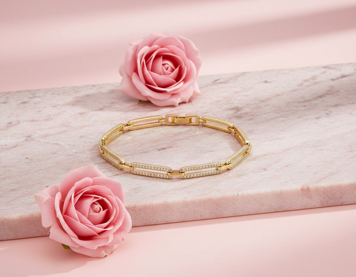 Modern Crystal Link Bracelet