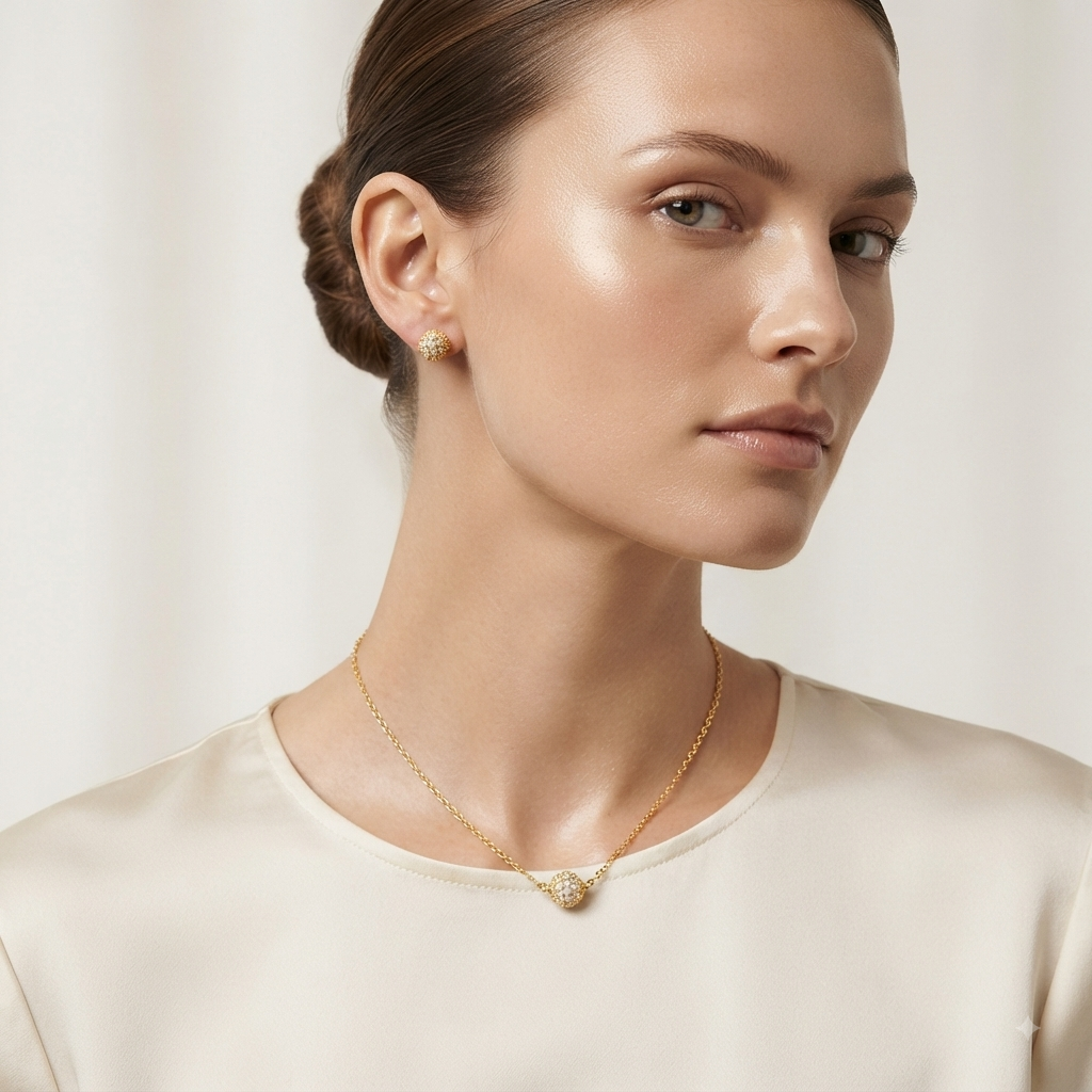 Radiant Pave Ball Jewelry Set