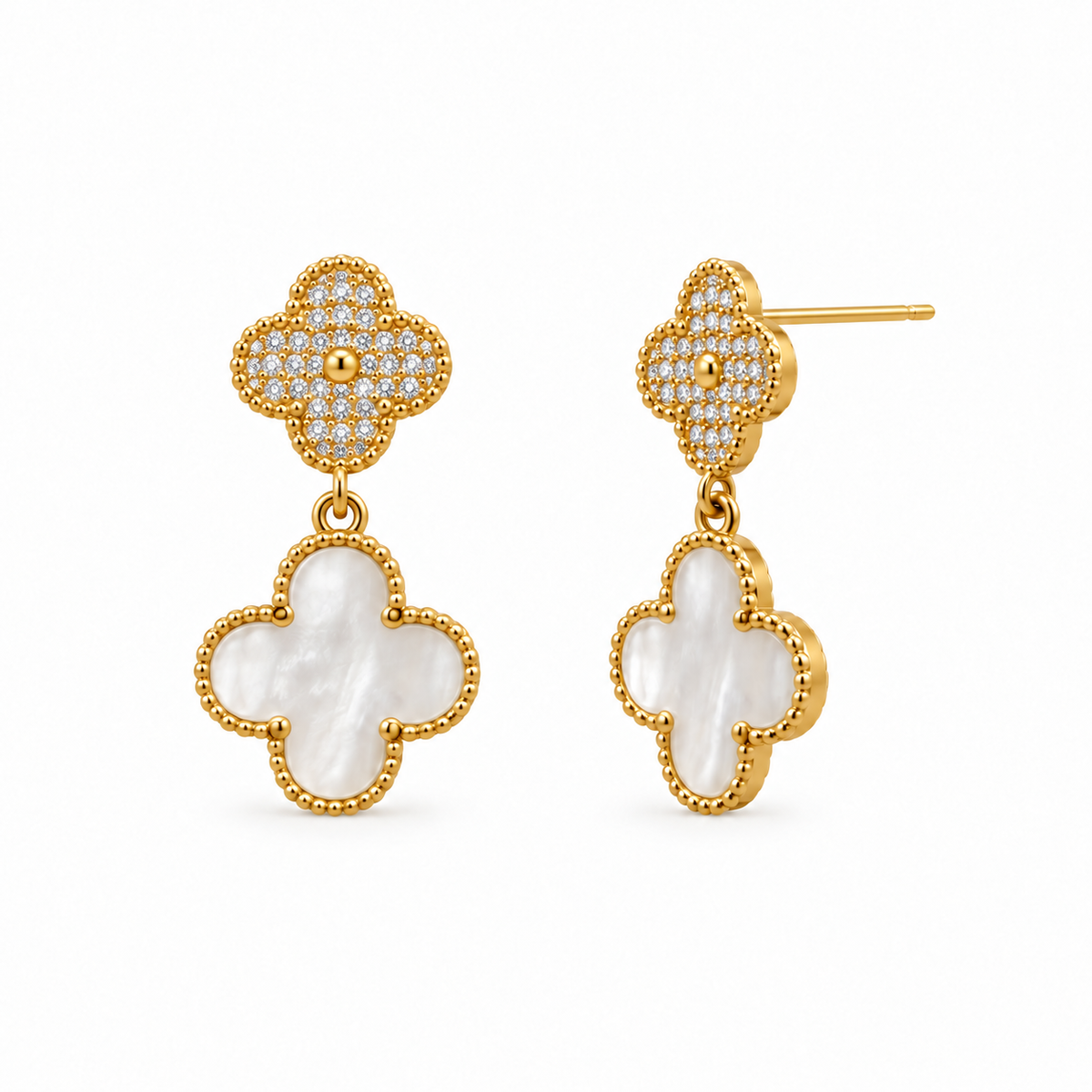 Pearl Clover Drop Earrings
