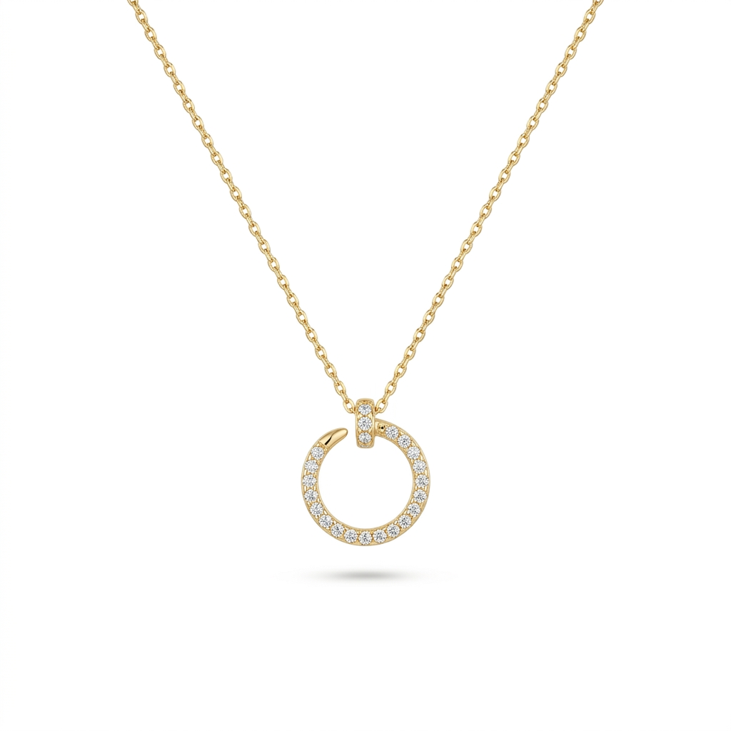 Celeste Pavé Circle Necklace