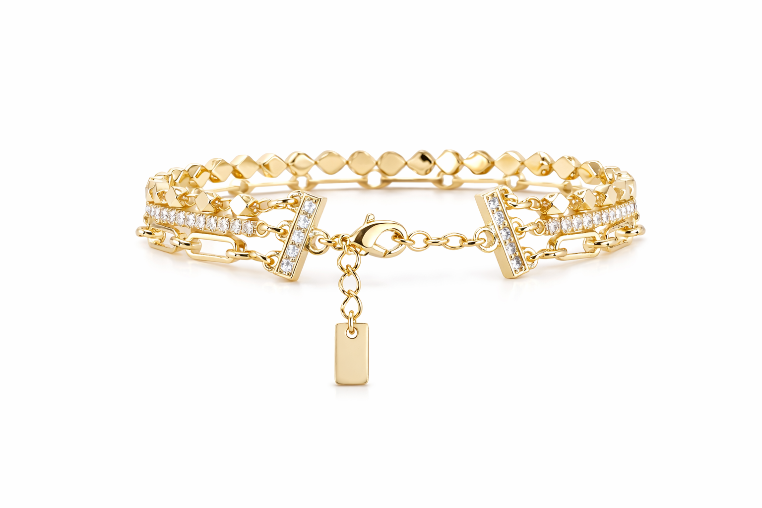 Luxe Layered Crystal Gold Bracelet