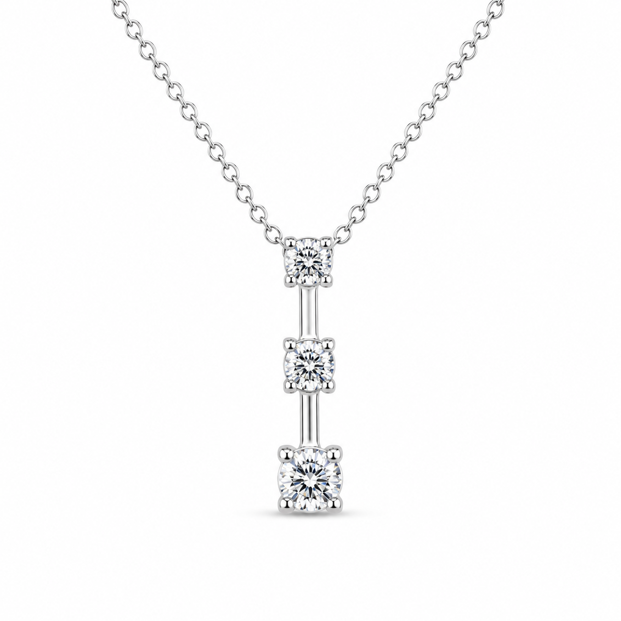 Sterling Silver Three-Stone Necklace