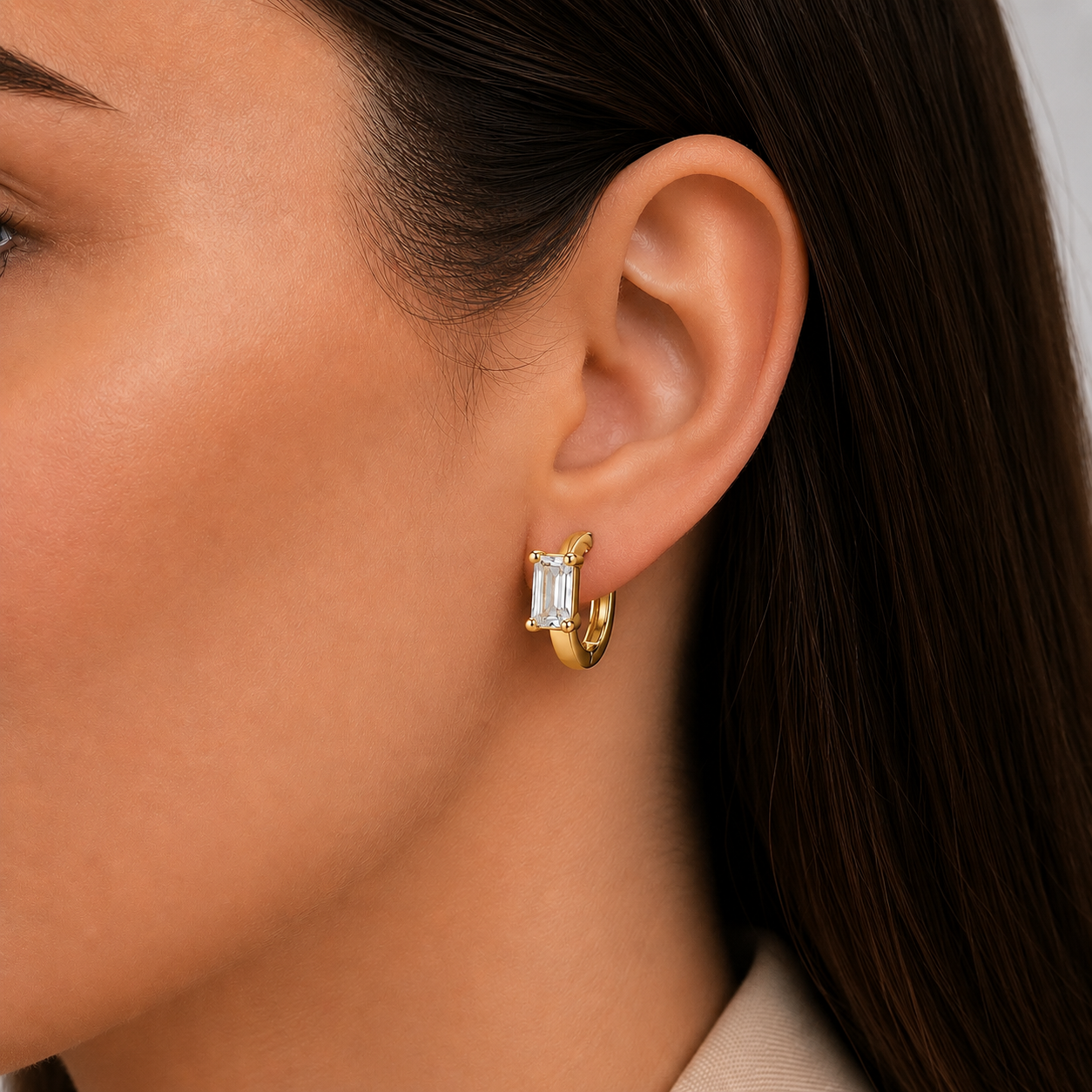 Lumière Emerald Cut Hoop Earrings
