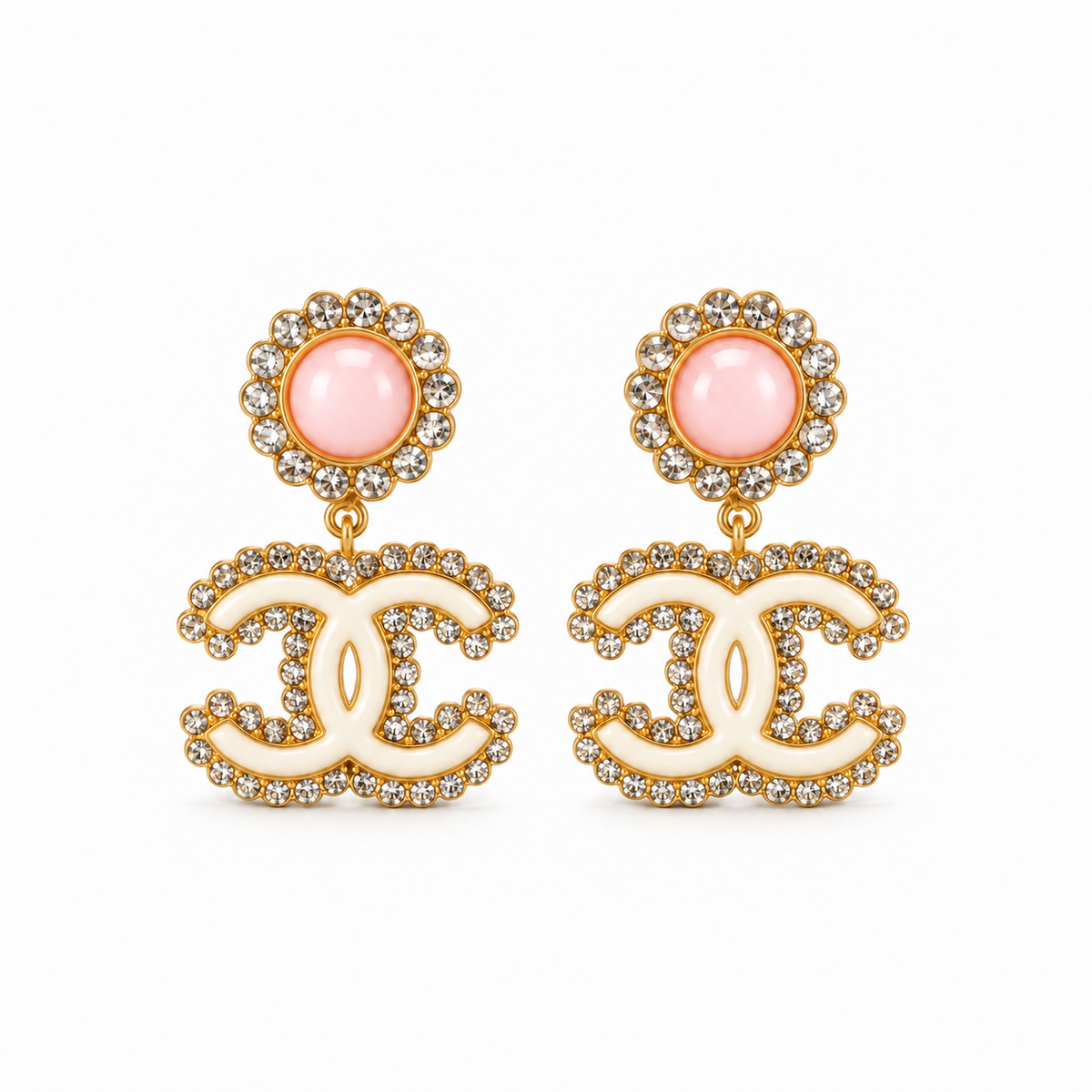 Rosé Royale Pink & Ivory Crystal Drop Earrings