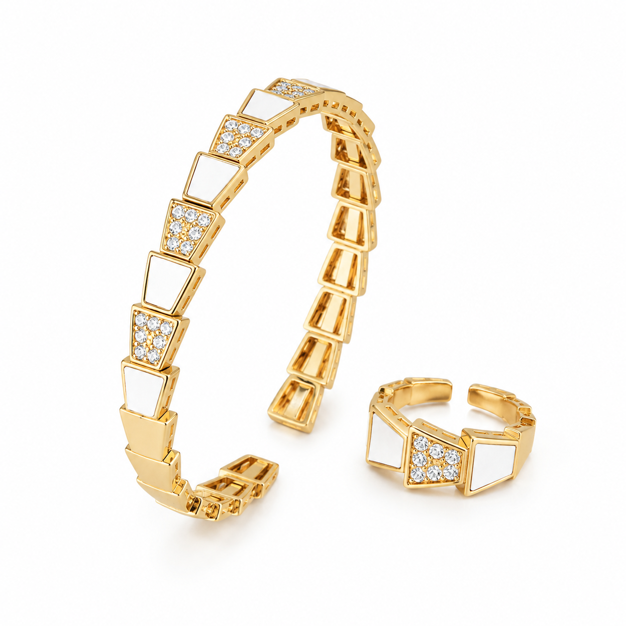 Luxe Pearl Crystal Open Bangle