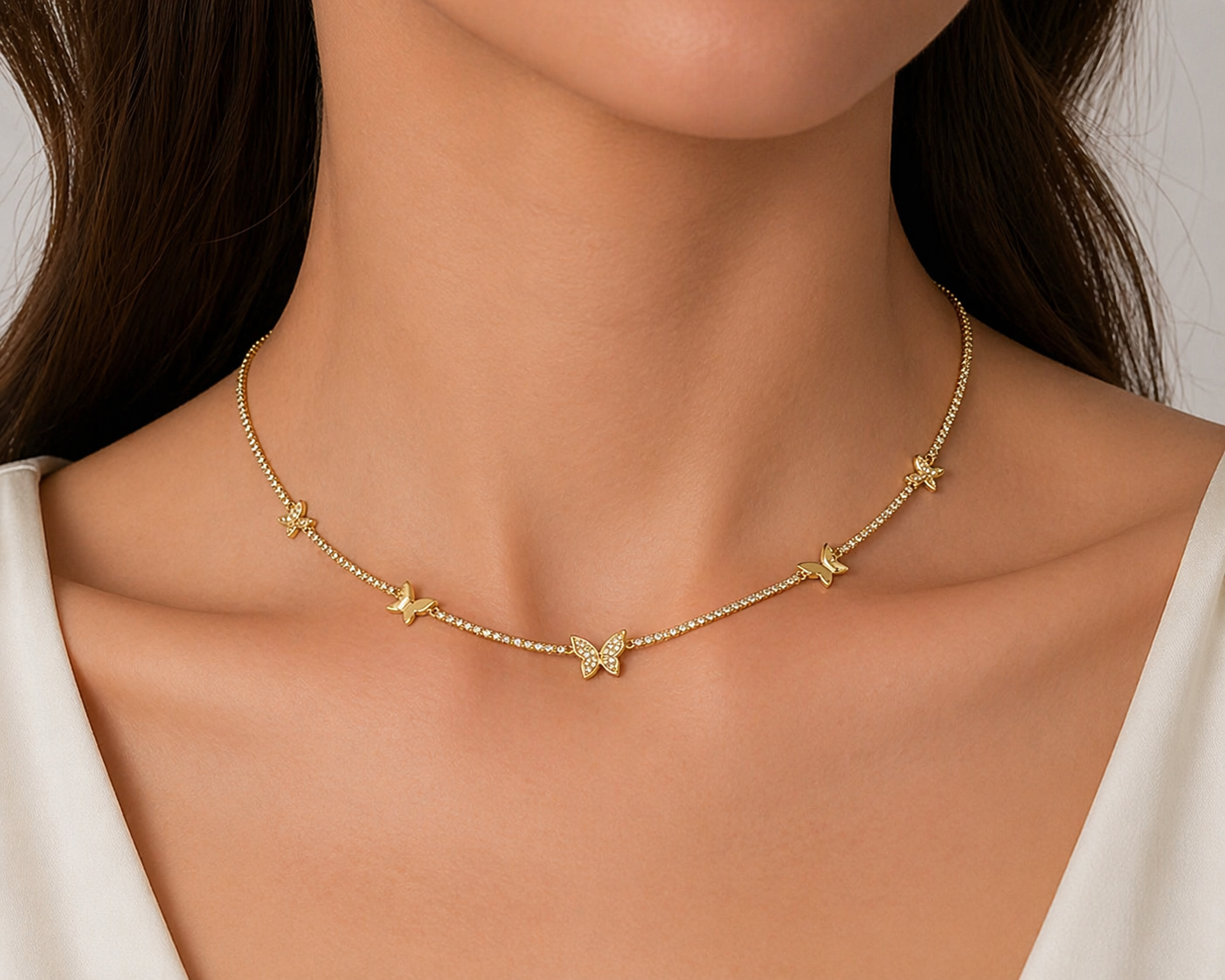 Butterfly Gold Choker Necklace