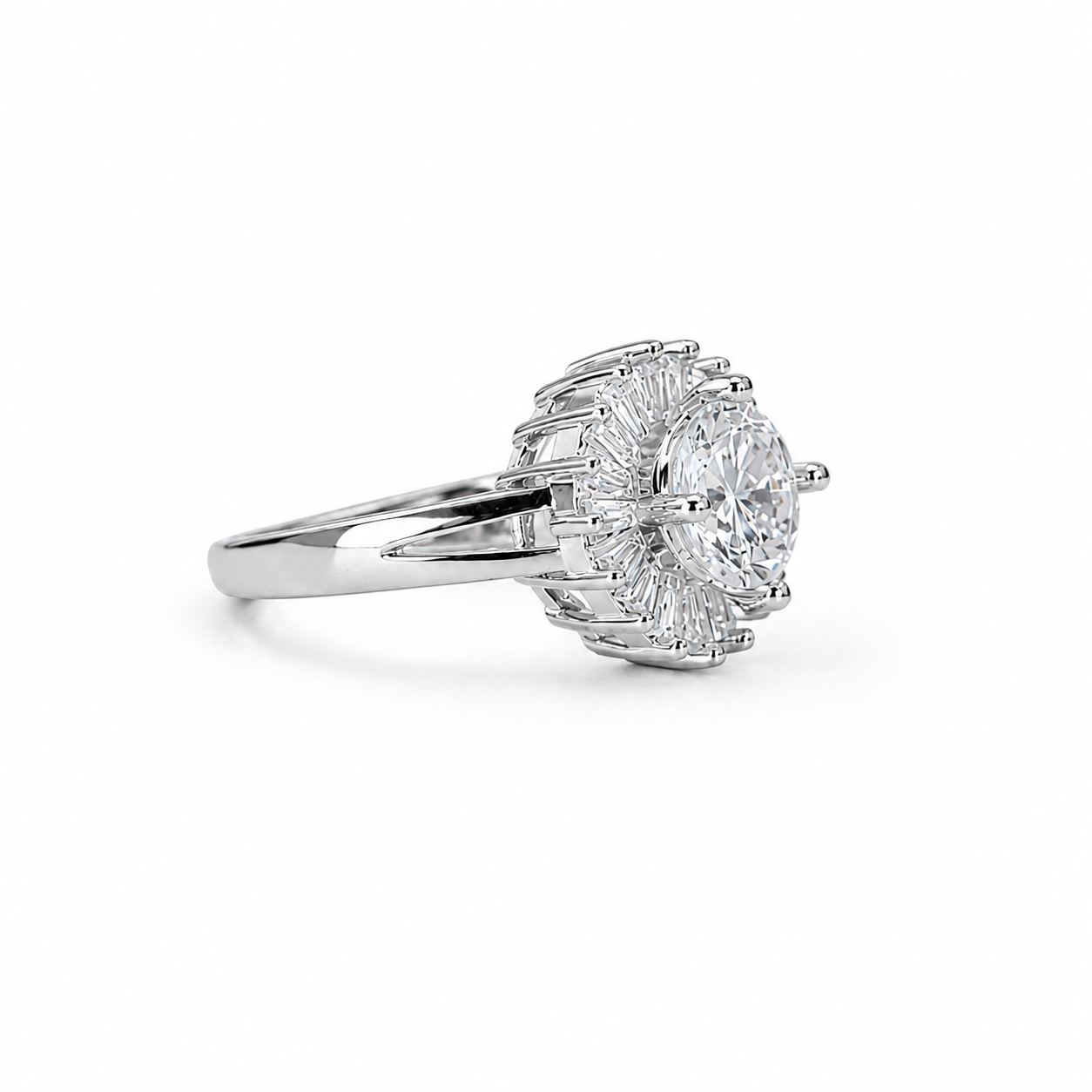 Silver Radiance Halo Ring