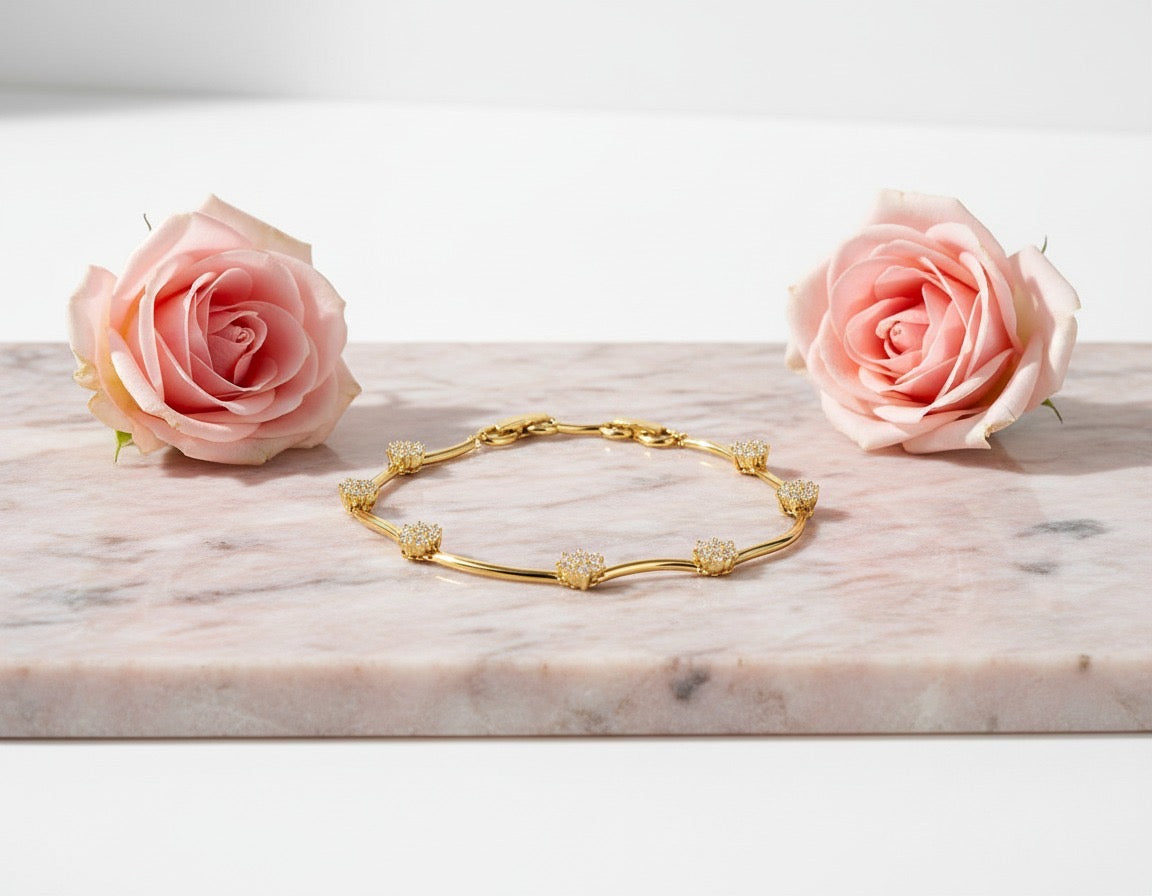 Crystal Blossom Gold Bracelet