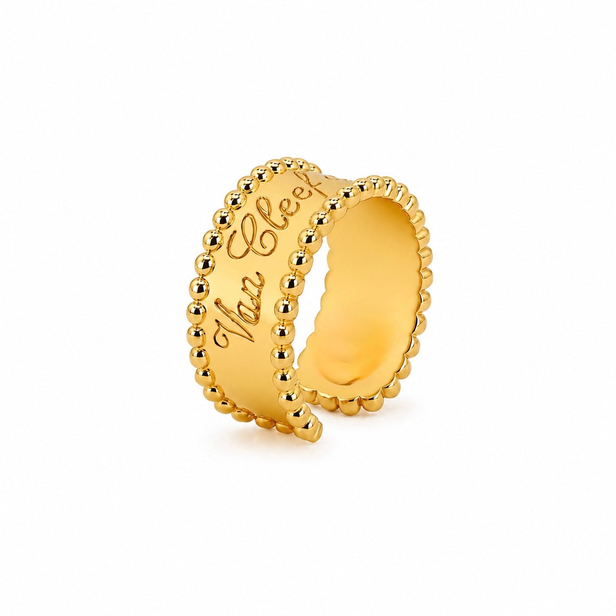 Beaded Script Cuff Ring