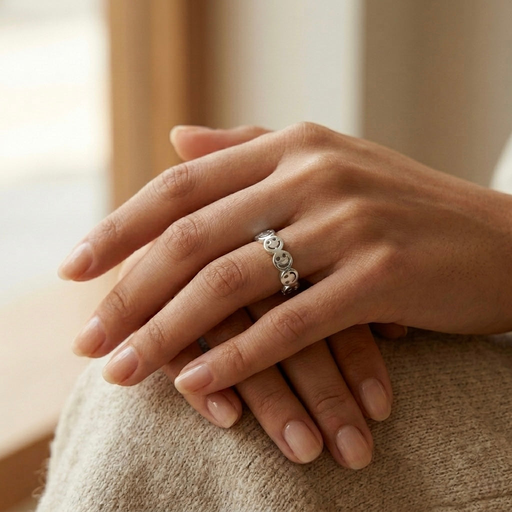 Silver Smiley Ring