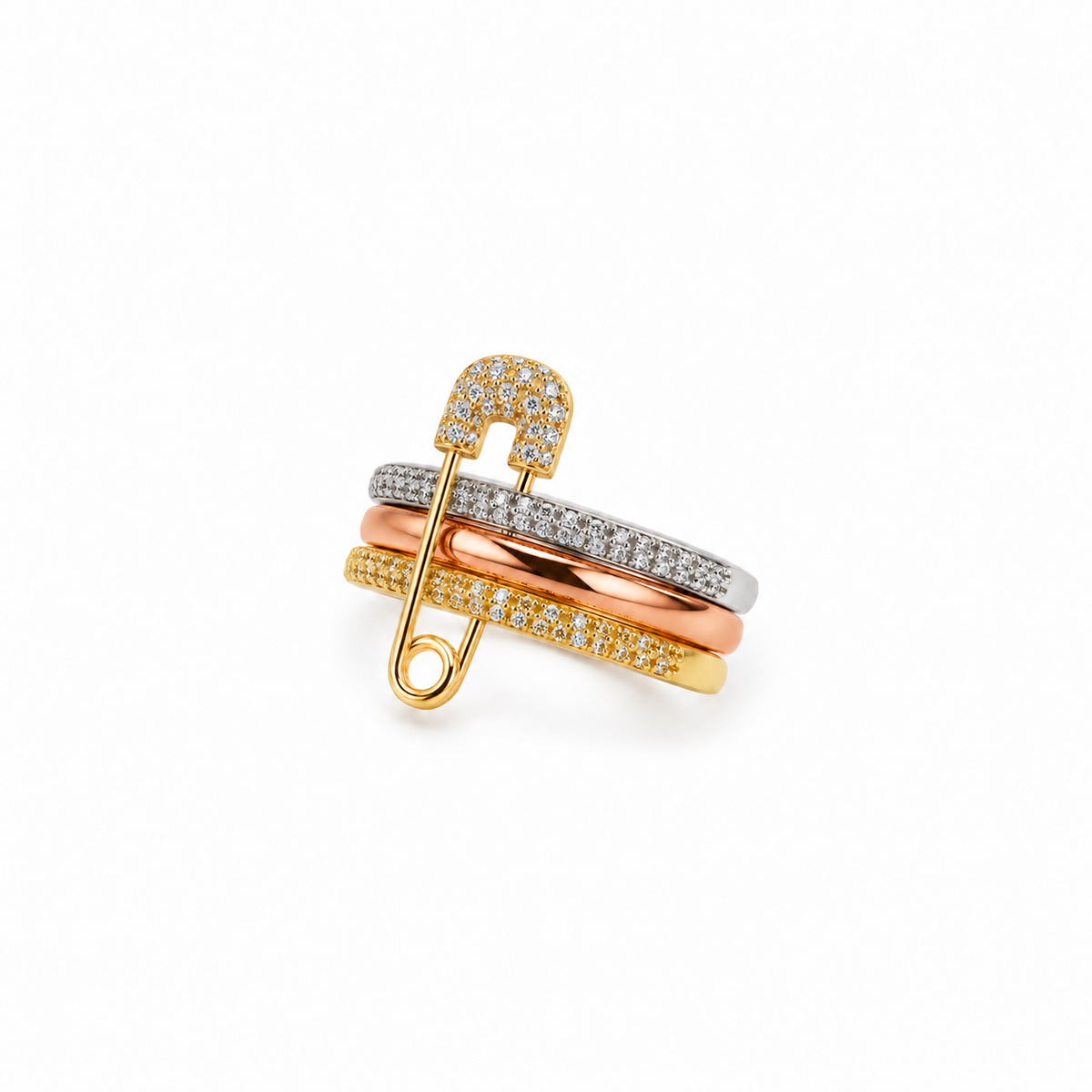 Luxe Tri-Tone Safety Pin Ring