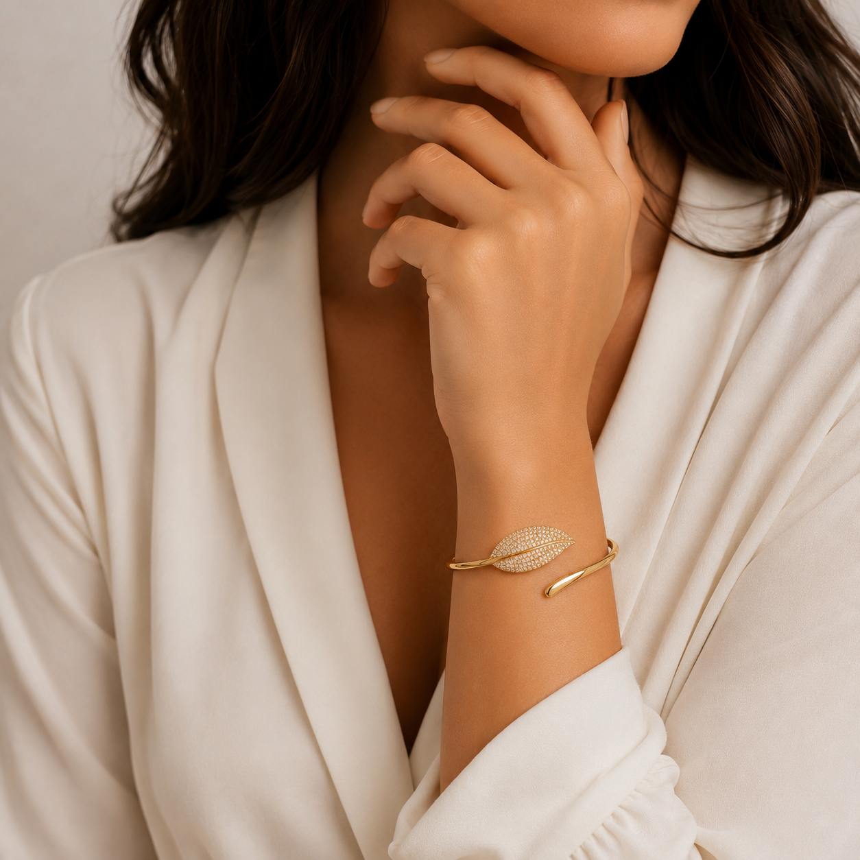 Crystal Leaf Cuff Bracelet