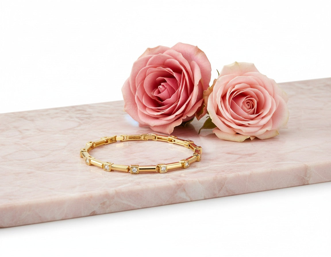 Crystal Link Gold Bracelet