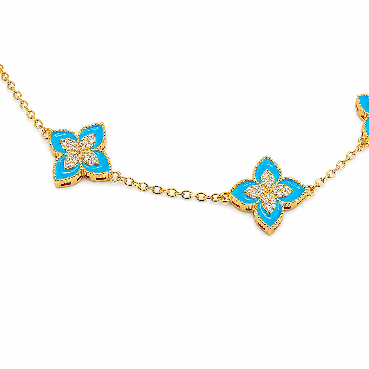 Luxe Blue Clover Necklace