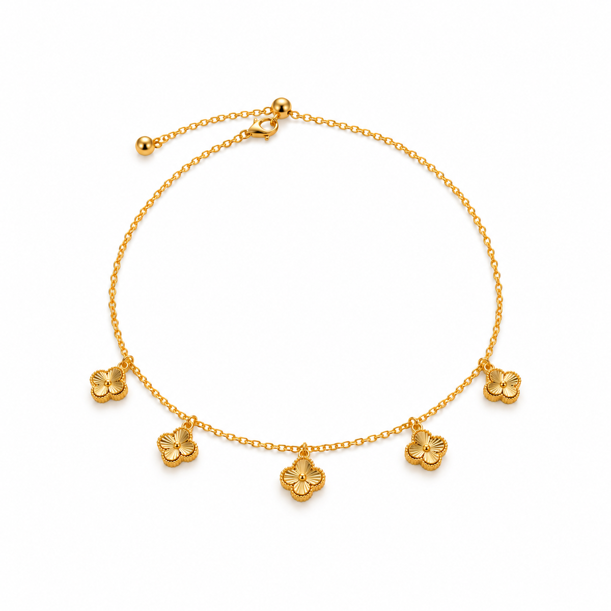 Golden Clover Charm Necklace & Earring Set