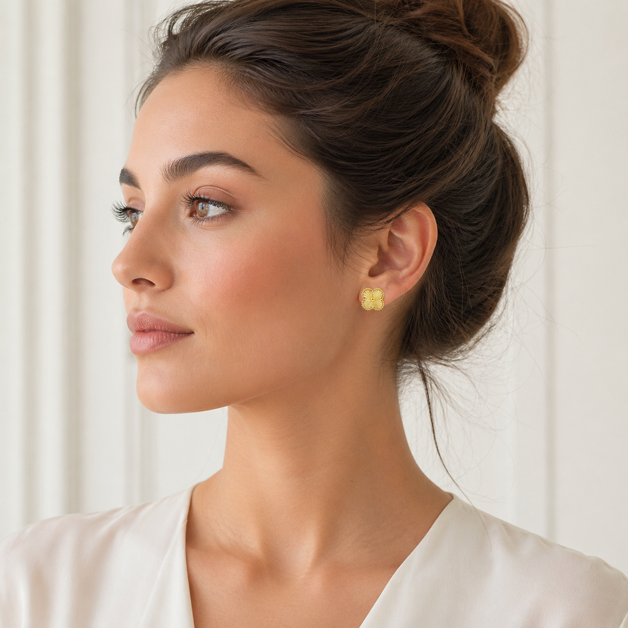 Mini Golden Clover Stud Earrings