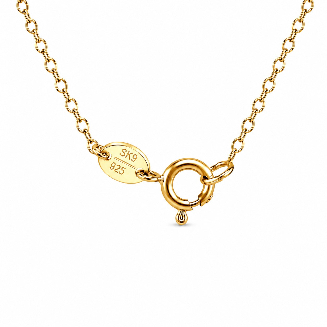 Silver Necklace – 14K Gold Plated Emerald Pendant