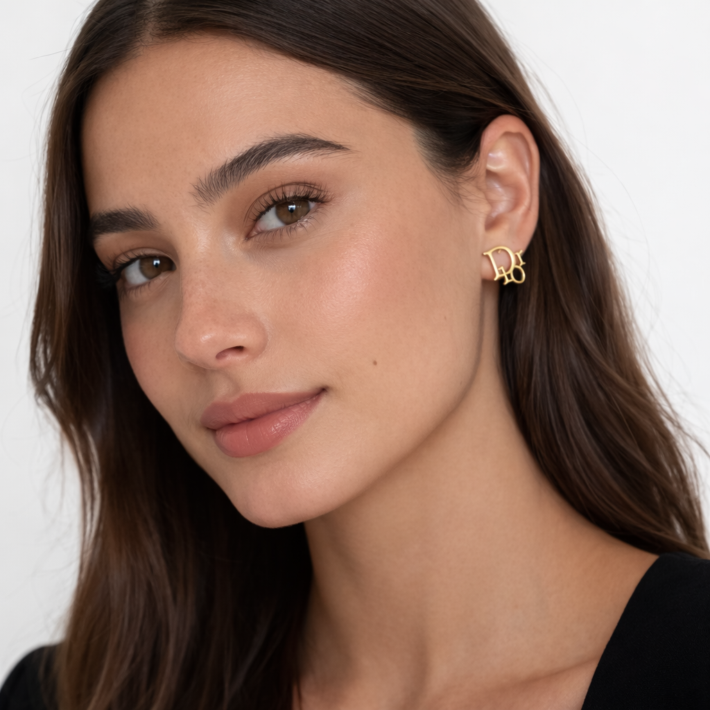 Double Letter Monogram Stud Earrings
