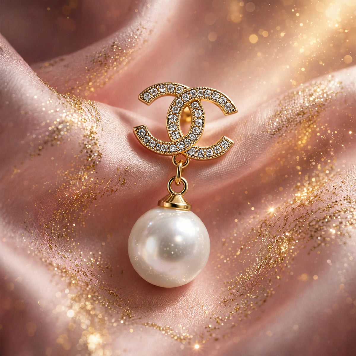 Crystal CC Pearl Drop Earrings