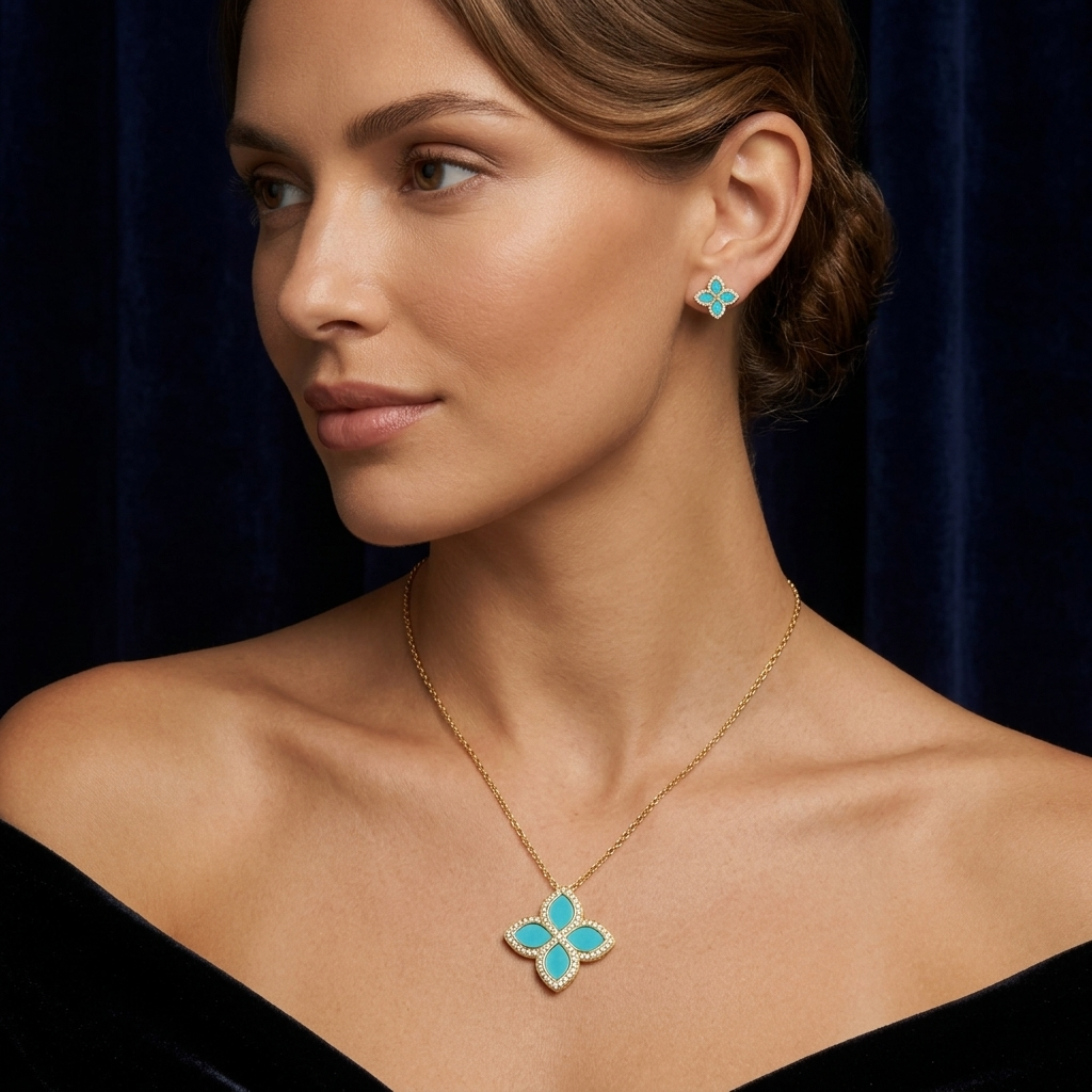 Turquoise Clover Jewelry Set