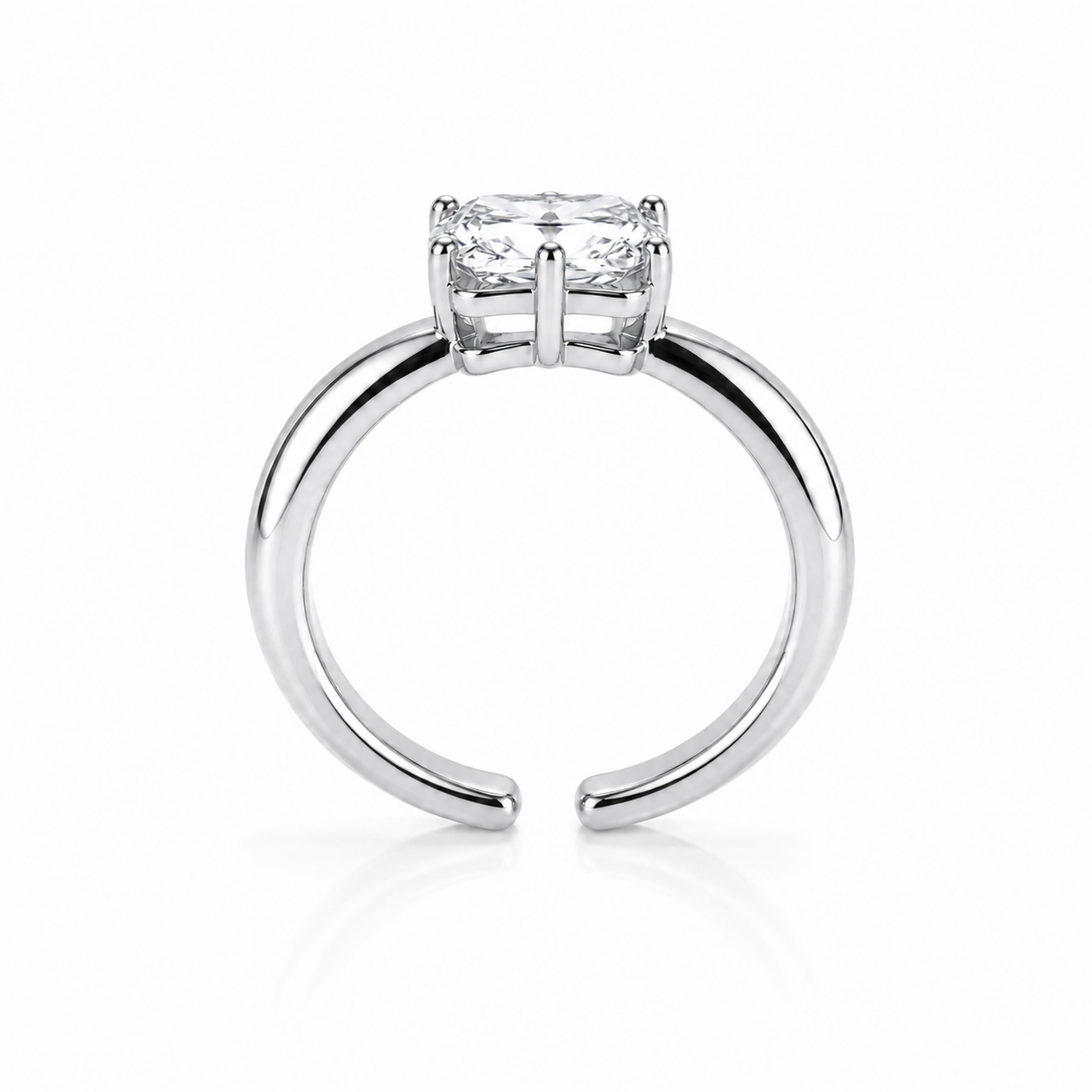 Silver Cushion Solitaire Ring