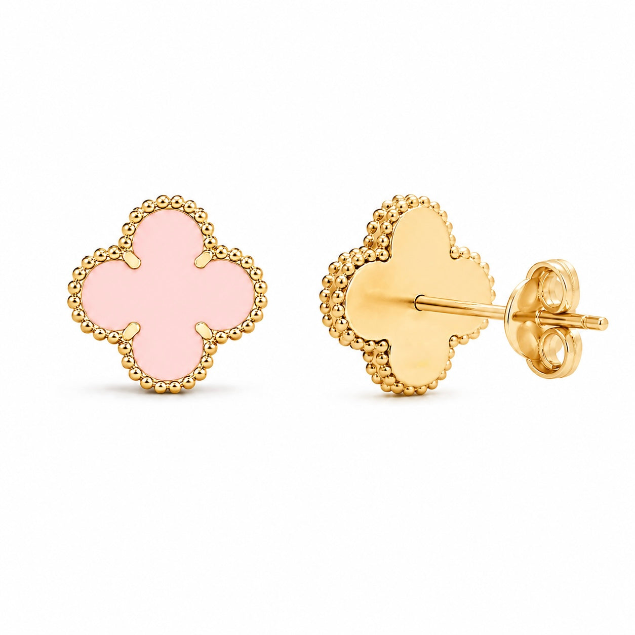 Pink Clover Studs