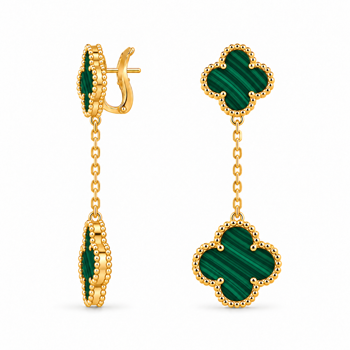 Éclat Émeraude Clover Drop Earrings