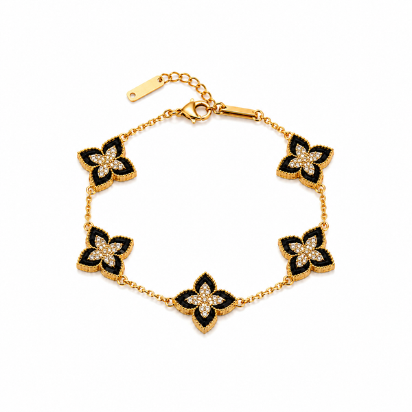 Onyx Clover Bracelet