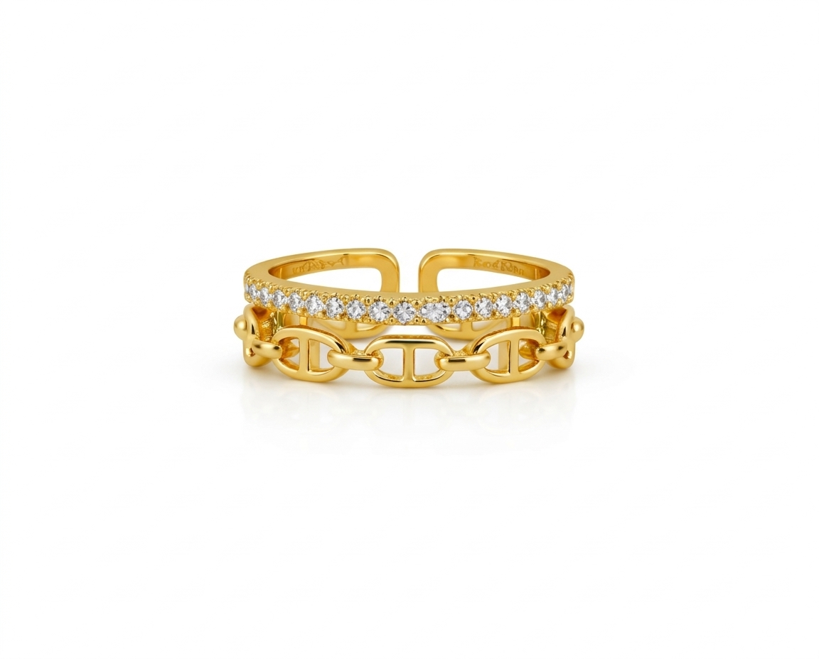 Luxe Chain Crystal Ring