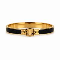 Élise Gold & Black Enamel Bangle