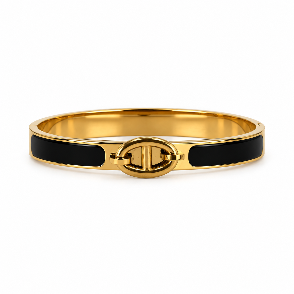 Élise Gold & Black Enamel Bangle