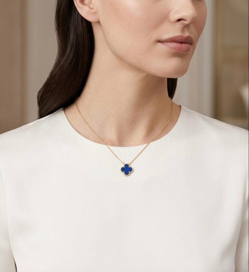 Luxury Blue Clover Necklace