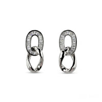 Silver Crystal Link Earrings