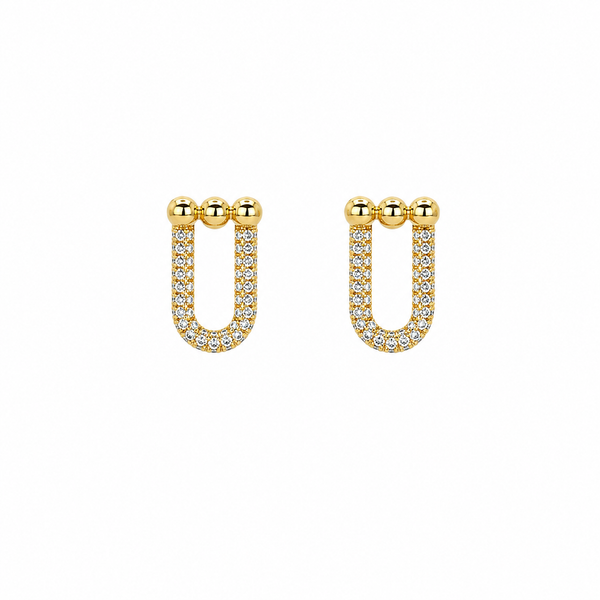 Crystal U-Link Stud Earrings