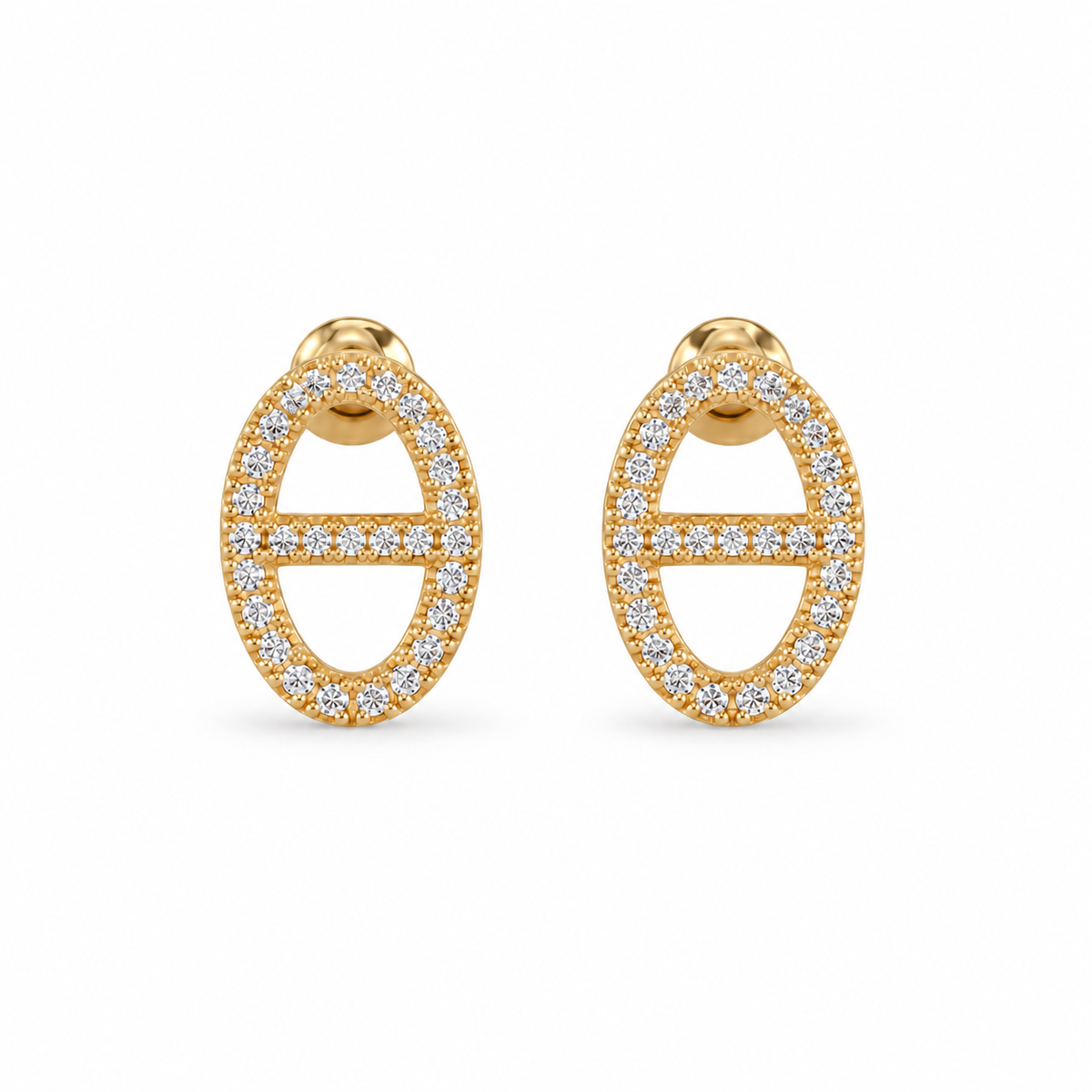 Trinity Oval Zircon Earrings