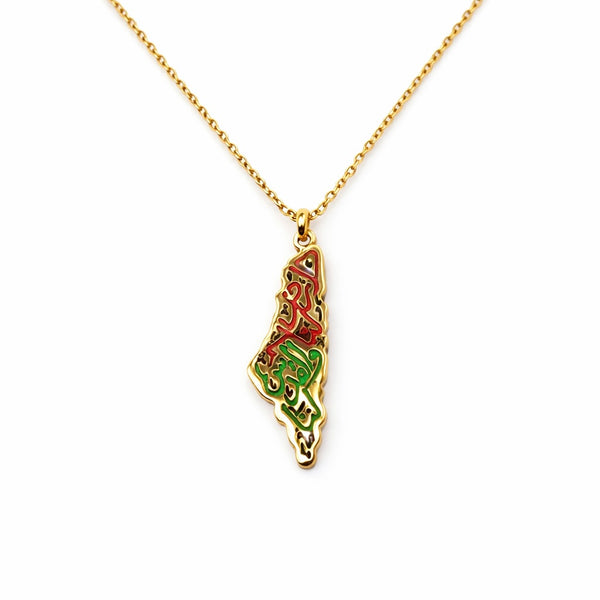 Palestine Flag Map Necklace