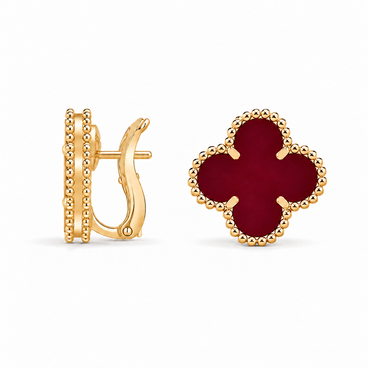 Luxe Clover Signature Earrings – Burgundy