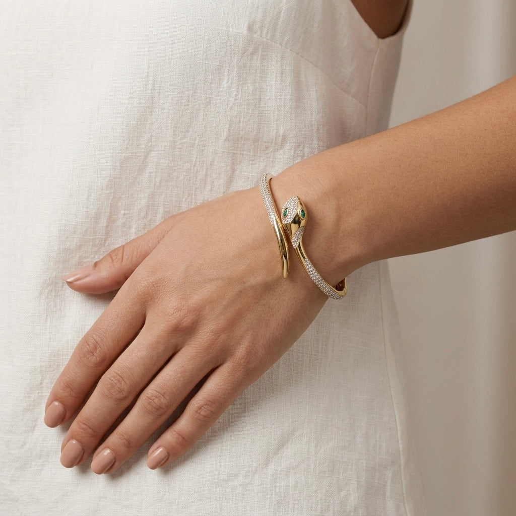 Serpentine Luxe Crystal Bangle
