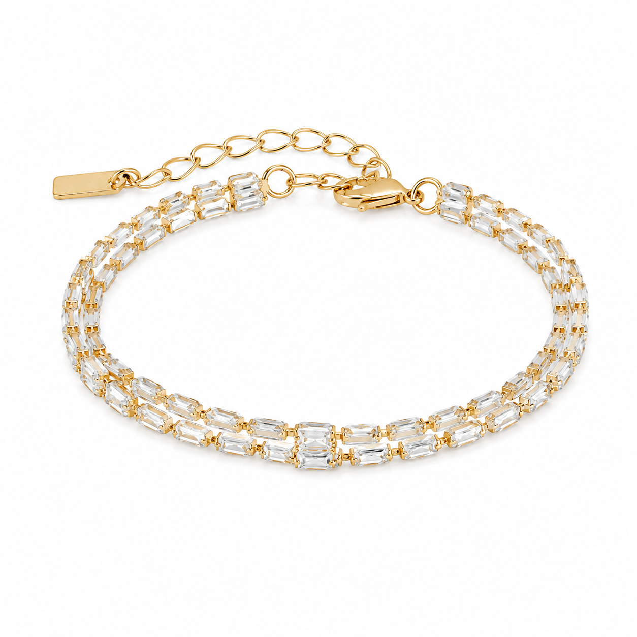 Double Row Gold Tennis Bracelet