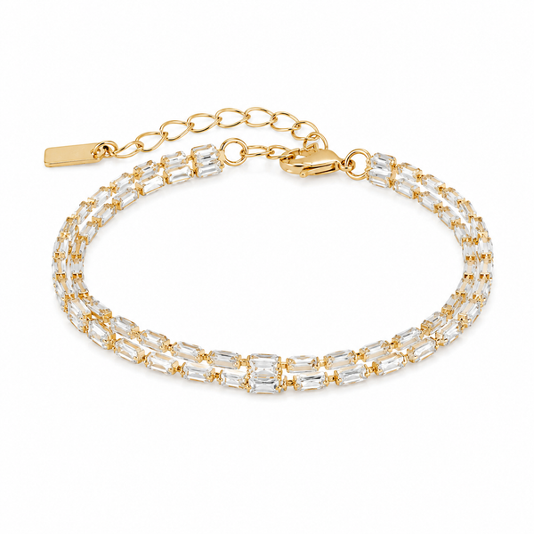 Double Row Gold Tennis Bracelet