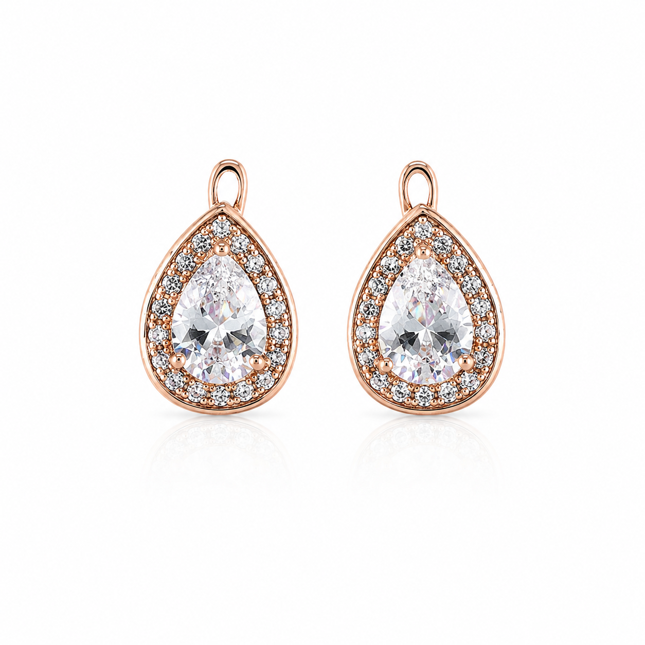 Pear Halo Crystal Stud Earrings