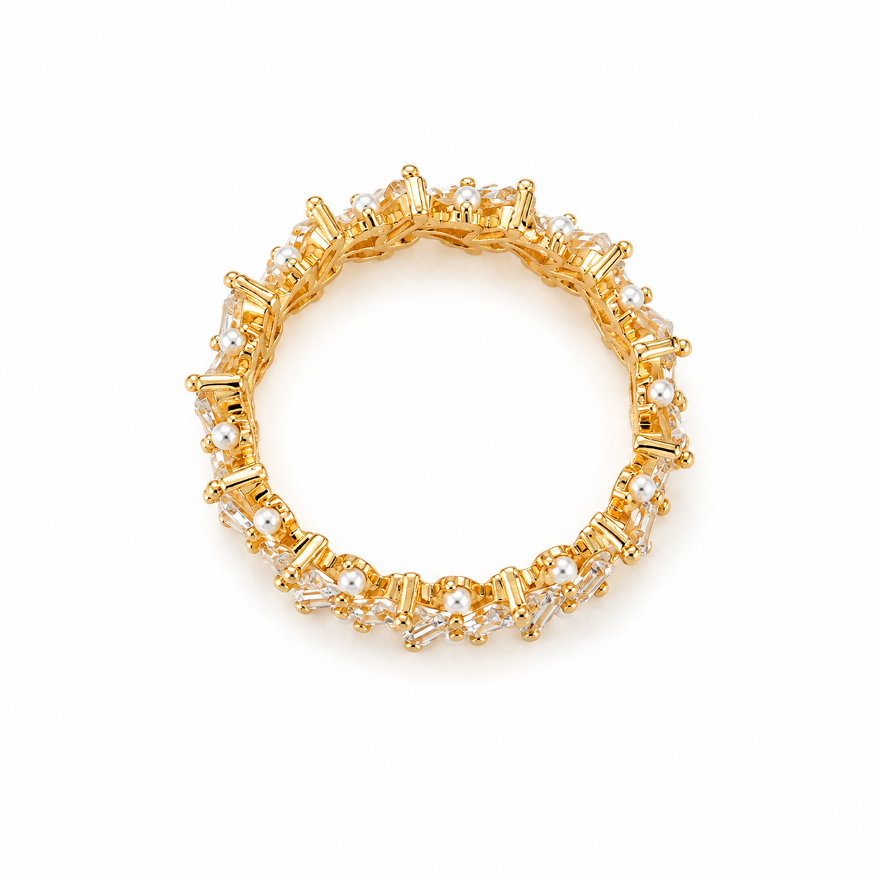 Pearl & Baguette Eternity Ring