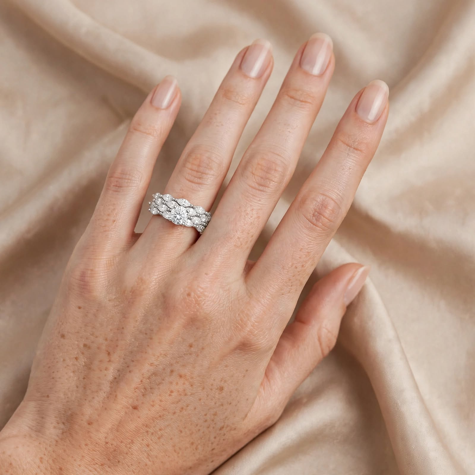 Silver Twins Marquise Ring