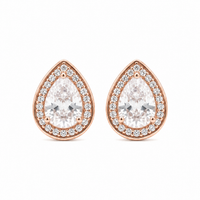 Pear Halo Crystal Stud Earrings
