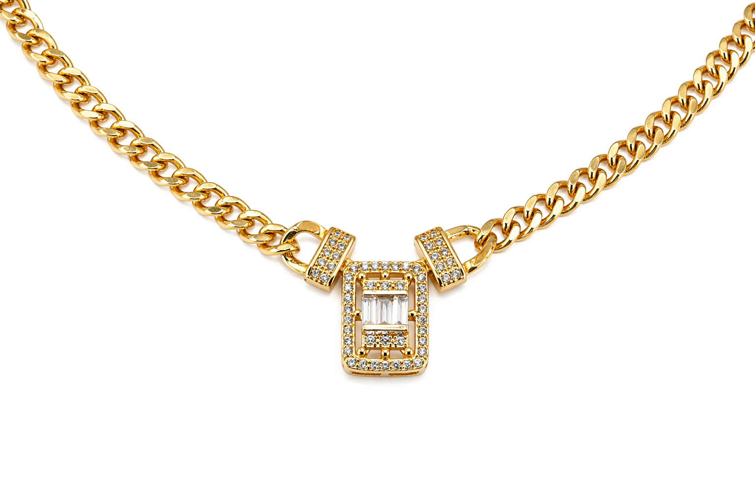 Emerald Drop Cuban Chain Necklace