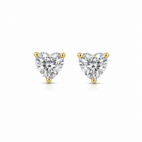 Heart Cut Crystal Stud Earrings – 14K Gold Plated